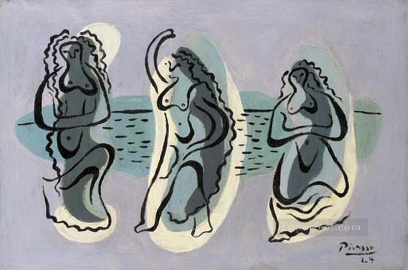 ビーチの端にいる 3 人の女性 1924年 パブロ・ピカソ油絵